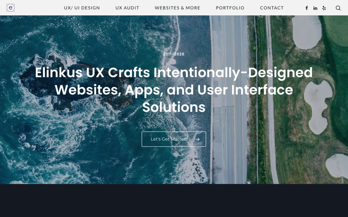 Elinkus UX homepage, captured September 28, 2026